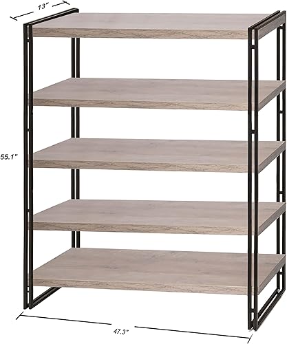 Miniatura 9 de Estantería industrial de 3 niveles de madera rústica y metal de 47 pulgadas para oficina en casa, dormitorio, cocina, baño (marrón rústico, 3 Marrón