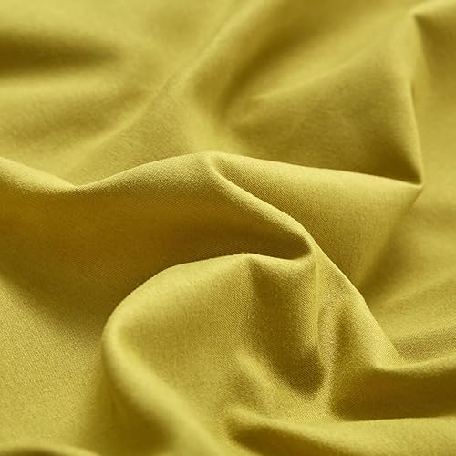 Miniatura 7 de Luxlovery Chartreuse Juego de edredón moderno en color verde musgo amarillento, juego de cama de 3 piezas, suave y respirable, tamaño California King