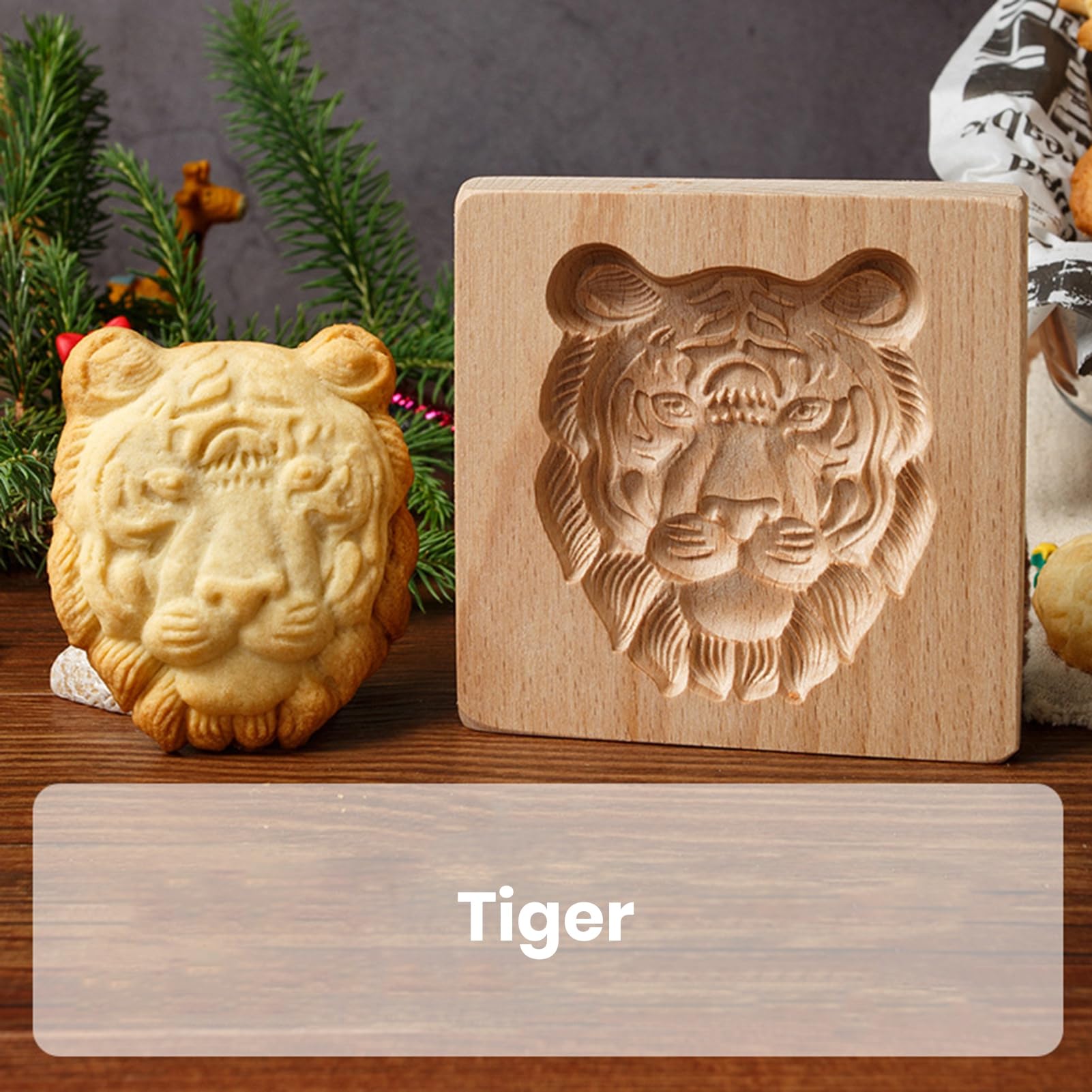 Bodhi2000 Moule à Biscuits En Bois 3D Antiadhésif – Motifs Animaux, Fleurs, Flocons, Père Noël… – Qualité Alimentaire, Lavable Au Lave-vaisselle – Pour Biscuits Et Chocolats