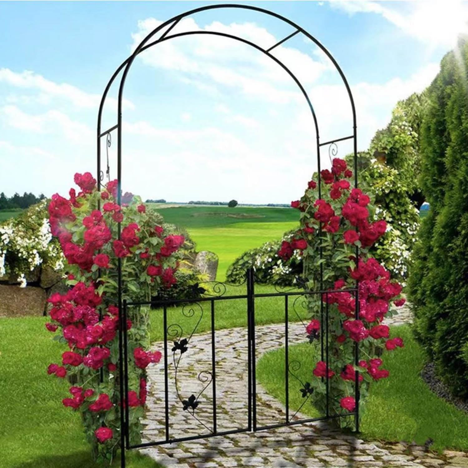 Arco de jardín para decoración exterior de bodas y pérgola para vides de 85"