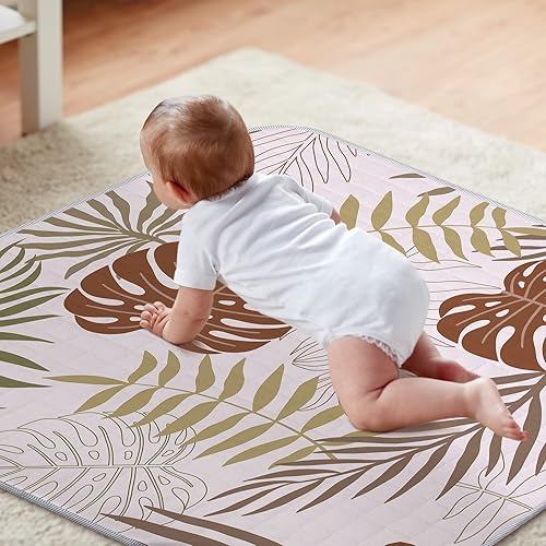 Miniatura 7 de Green Plant Theme - Tapete portátil para bebé, 43 x 43 pulgadas, lavable, plegable, tapete de juego antideslizante para bebés, tapete de juego para