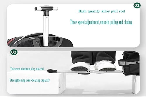 Miniatura 2 de YWAOTRGY Mochila grande con ruedas, impermeable, mochila de viaje con ruedas y compartimento para laptop, maleta con carrito, Negro -, Mochila con