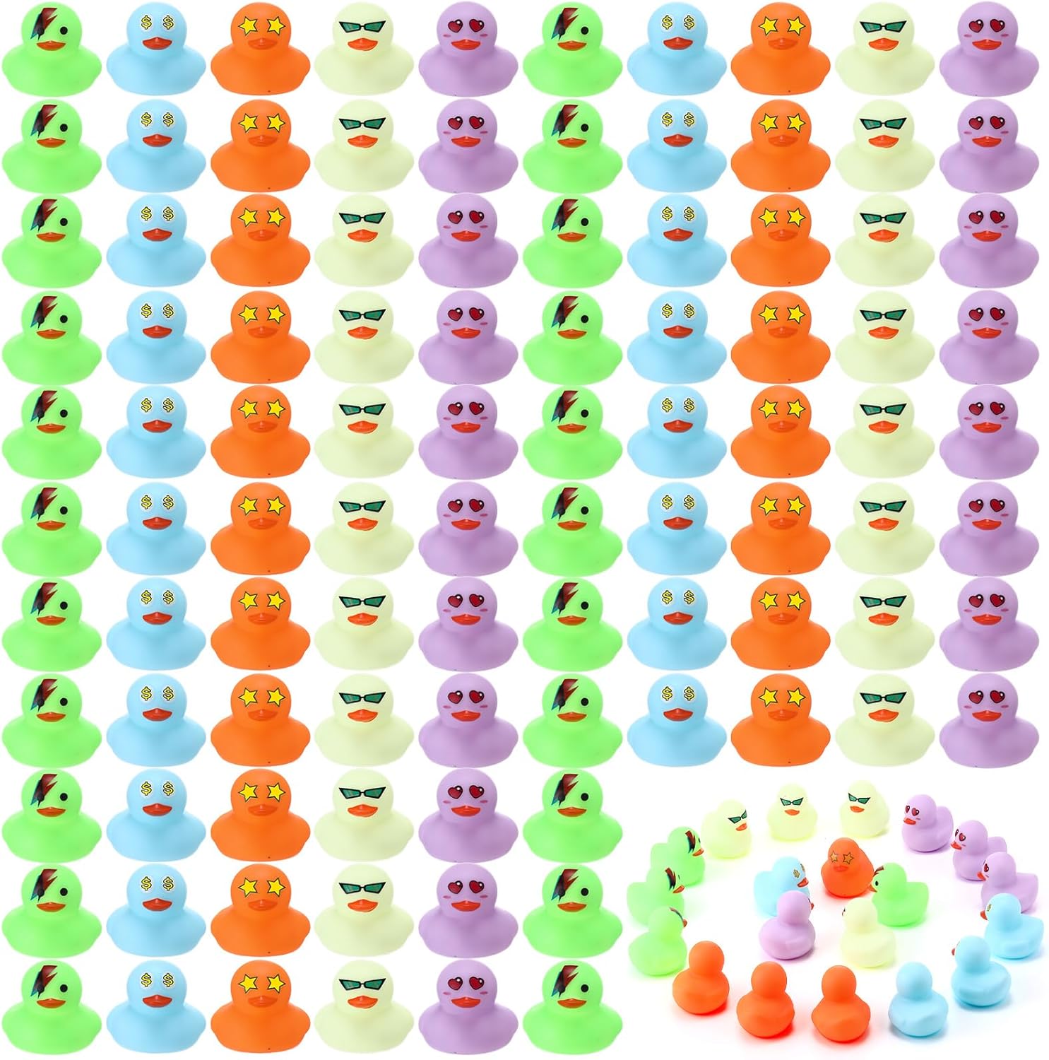 Vinsot 100 Pcs Mini Rubber Ducks Bulk Bath Ducks Bulk Bathtub Floating Squeaky Duckies Gift Stocking Stuffers for Birthday Holiday Party(Multicolor,Duck)