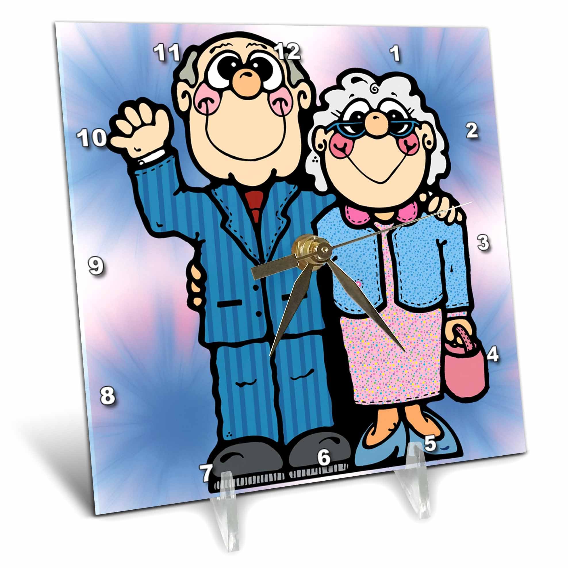 Reloj de escritorio para parejas de ancianos 3dRose multicolor de 6x6 pulgadas
