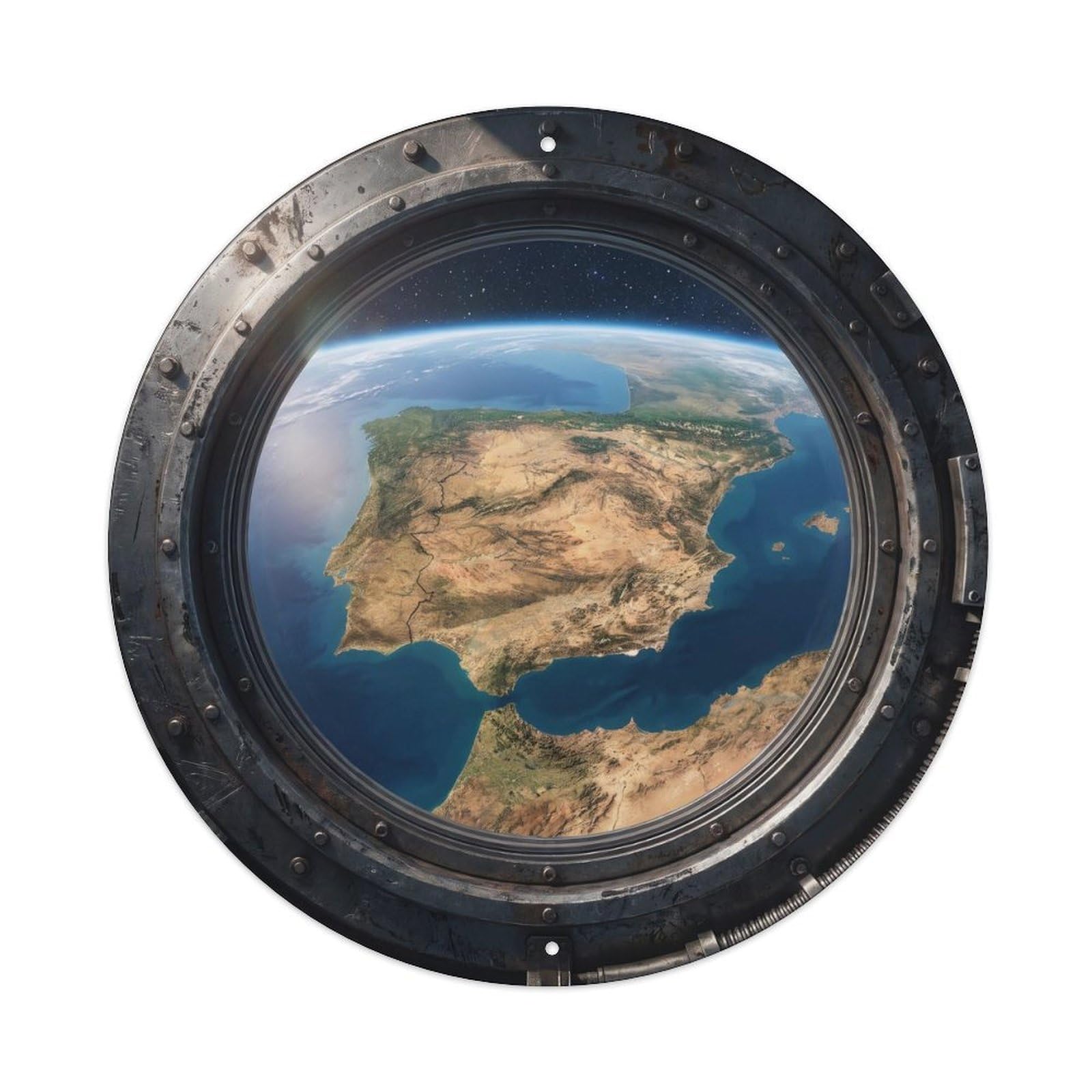 Earth Iberian Peninsula Clear Metal Tin Sign
