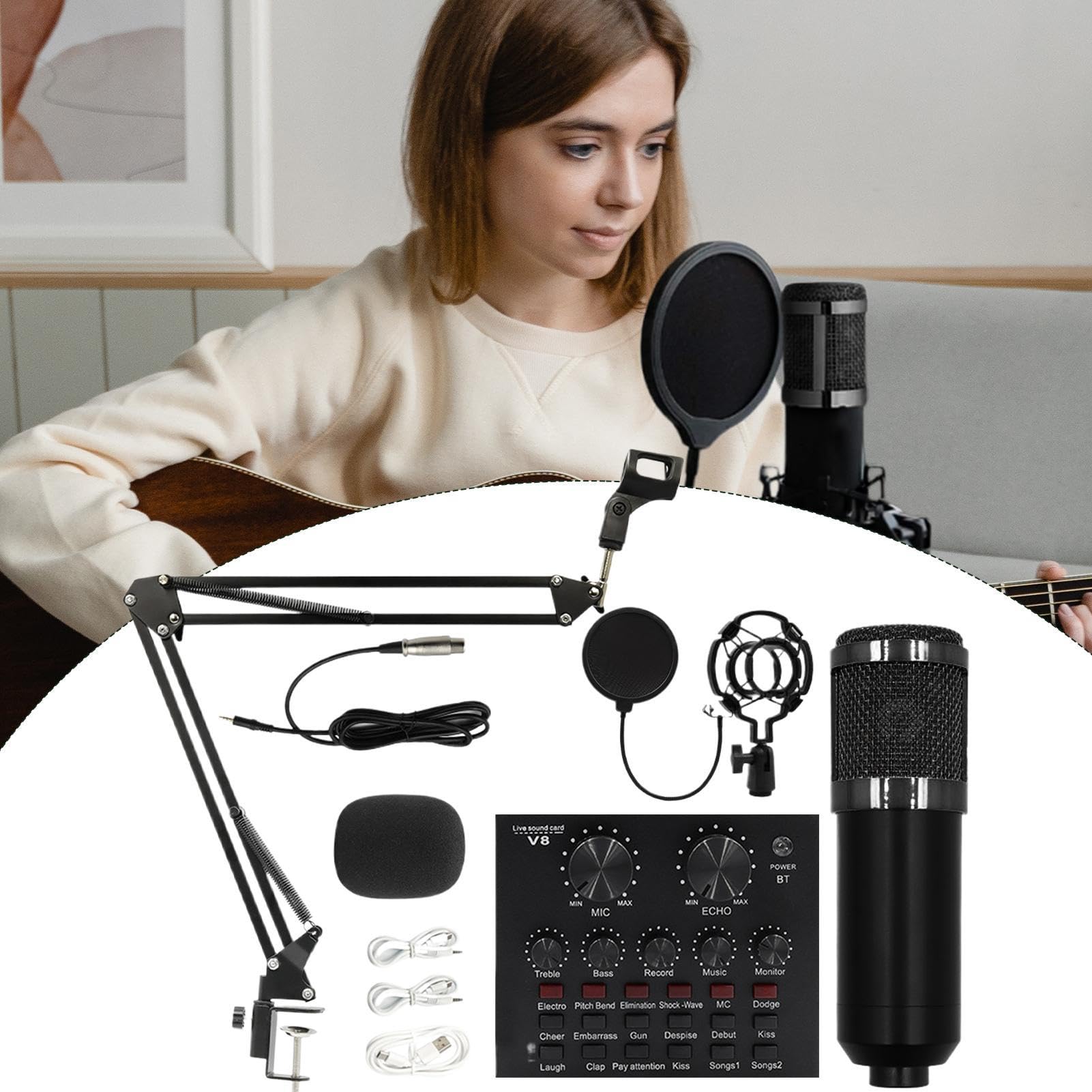 Attrezzatura Da Studio Di Registrazione Scheda audio streaming supporto | Strumenti live streaming Kit live streaming facile da usare per conduttori, cantanti, doppi
