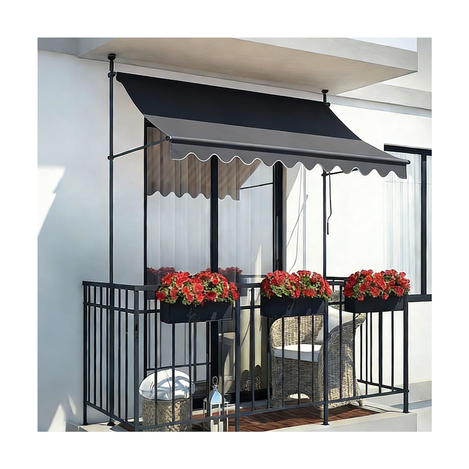 LWJSOCP Retractable Patio ning with Crank Handle - Sune for & Doors Ideal for Balconies Backyards & Gardens - Dark Gray 150cm/59in Outdoor Canopy