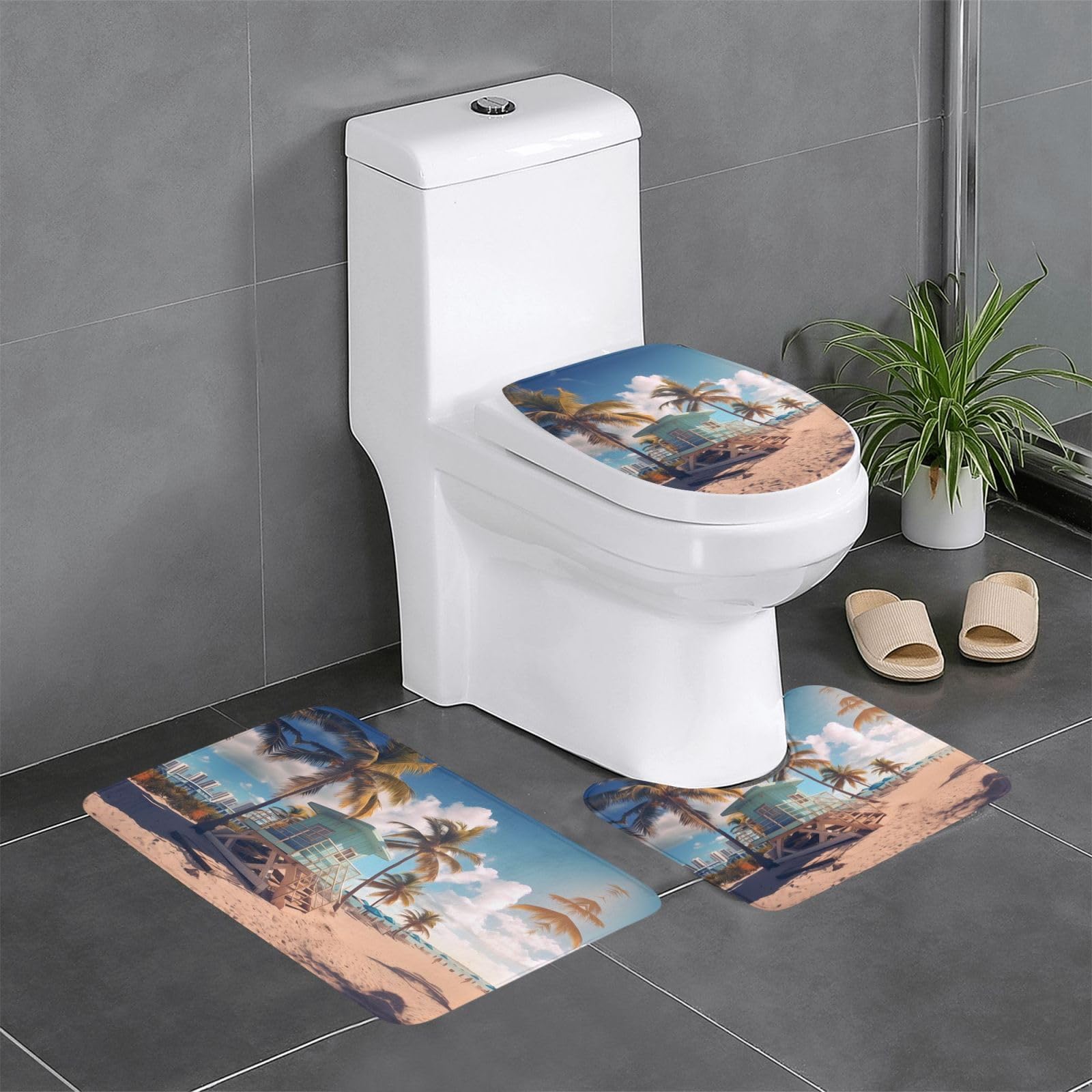 Tapis de bain Miami Beach anti-glisse fini les sols mouillés lot de 3
