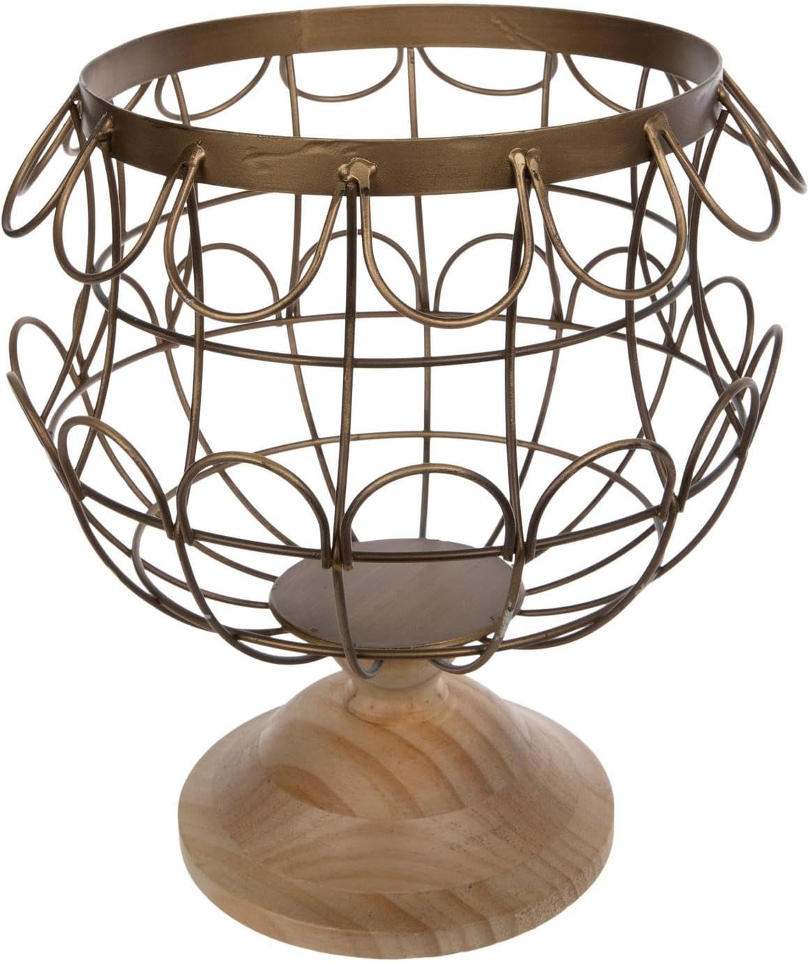 Hobby Lobby Metal Round Storage Basket with Wooden Base, Antique Brass Decorative Container, 9.5 x 9.5 x 9.5 Inches, Academia-Inspired Home Office Decor