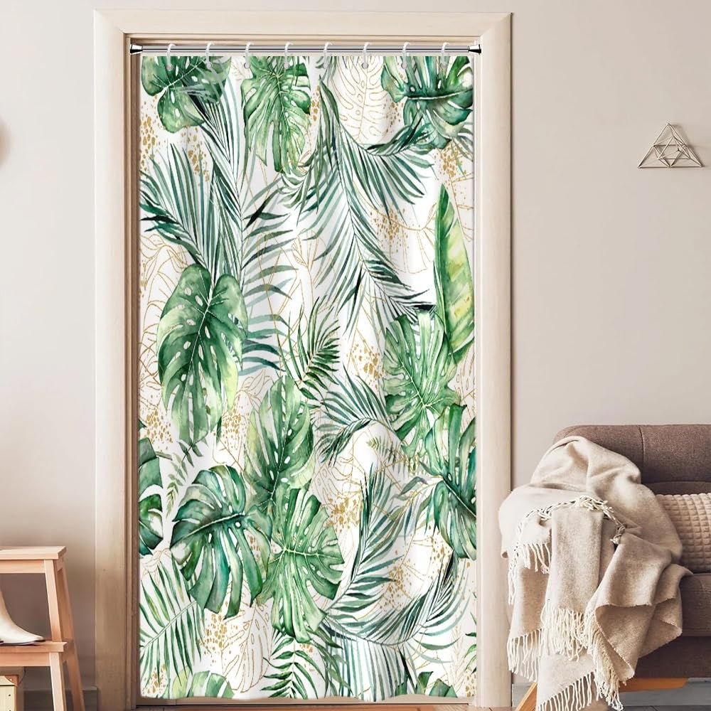 Uiiooazy Cortina de Ducha de Hoja Eucalipto, Cortinas de Ducha Verde Oro Abstracto Planta Cortinas de Baño Antimoho Impermeable Lavable Tejido de Poliéster Cortina Ducha con Ganchos 90x180cm — view 220