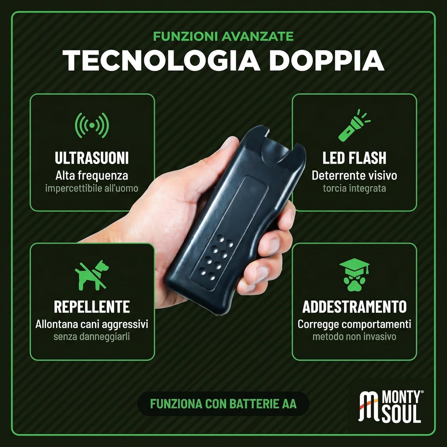 Power Dog Dissuasore Ultrasuoni per Cani Aggressivi - Repellente Professionale per Addestramento e Sicurezza