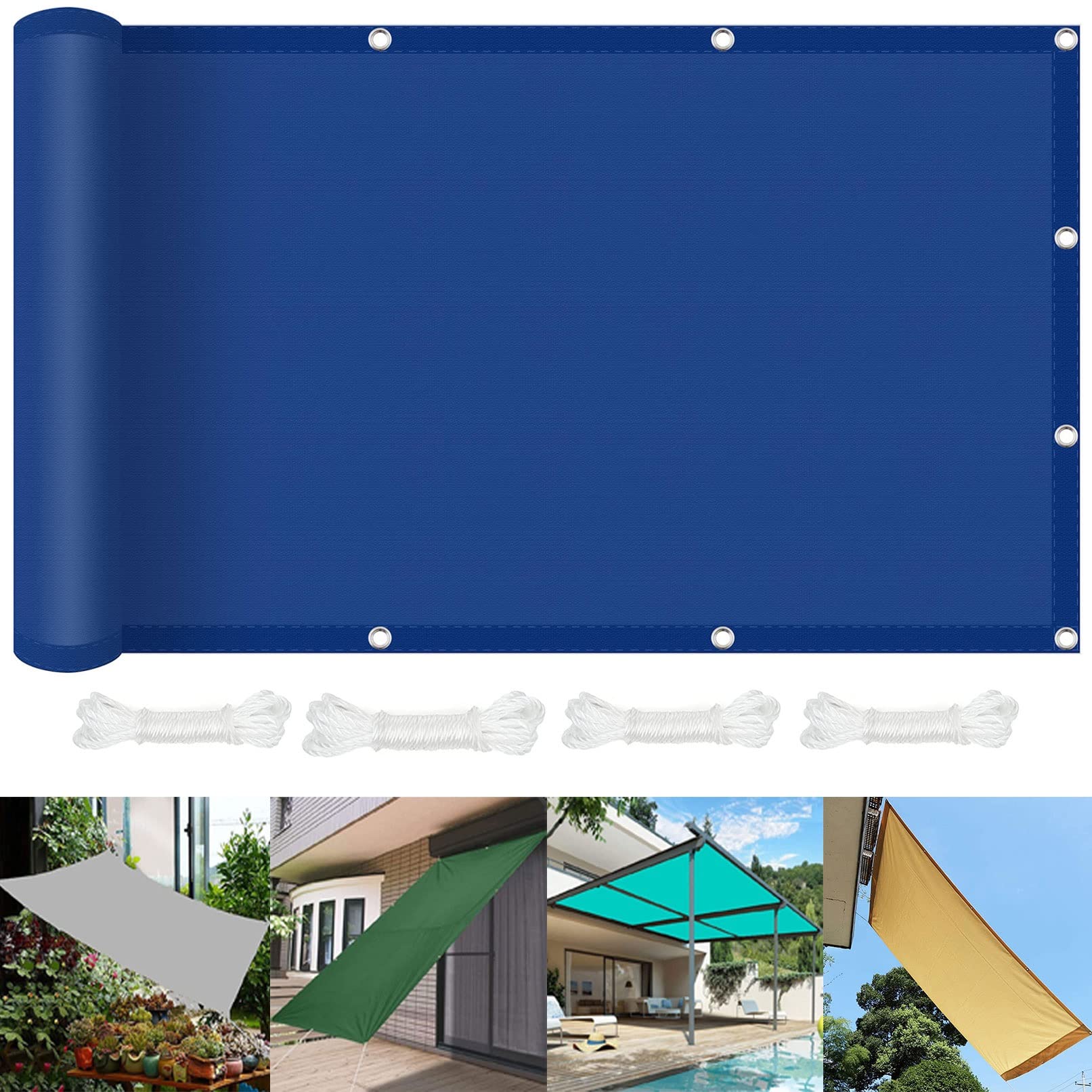 Voile d'ombrage bleu 4x6.5 m pour éliminer la chaleur sur votre terrasse