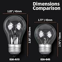 Vista 4 de Paquete de 2 bombillas de horno de 40 vatios, bombillas E26 A15 de 120 V de alto calor para campana de estufa, refrigerador, microondas, 2700 K