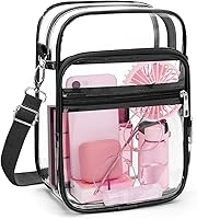 Vista 18 de Bolso cruzado transparente Blvornl con correa de hombro ajustable, bolso de PVC aprobado para estadios, bolso de mensajero Claro