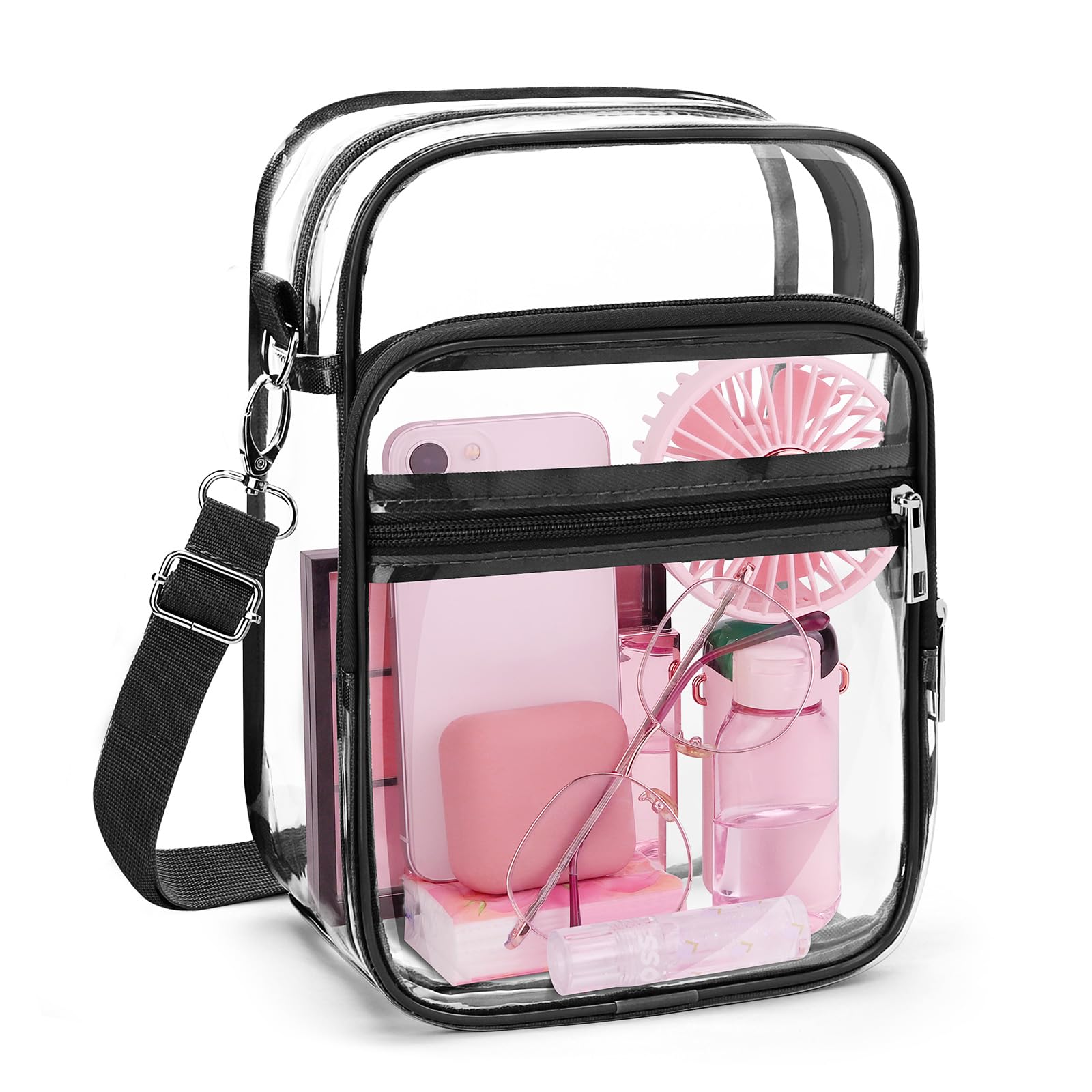 Blvornl Clear Crossbody Bag with Adjustable Shoulder Strap, Stadium Approved PVC Purse Bag, Messenger Bag