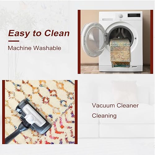 Miniatura 10 de Nailttos Alfombra marroquí grande de 5 x 7 pies, lavable, antideslizante, color negro, envejecida, tribal, alfombra de sala de estar, alfombra de