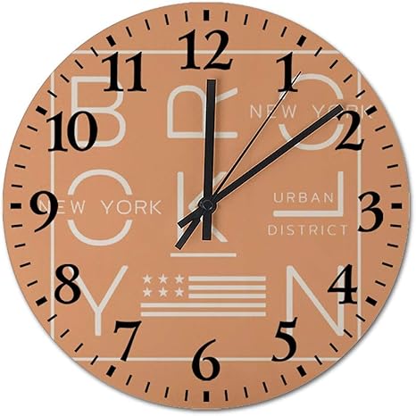 Amazon Co Jp ニューヨーク市ブルックリンのアメリカ国旗 New York 壁掛け時計 木製 掛け時計 円形 連続秒針 アラビア数字 静音 直径34 0 5cm 掛時計 おしゃれ インテリア ベッドルーム キッチン プレゼントオススメ 贈り物 ホーム キッチン