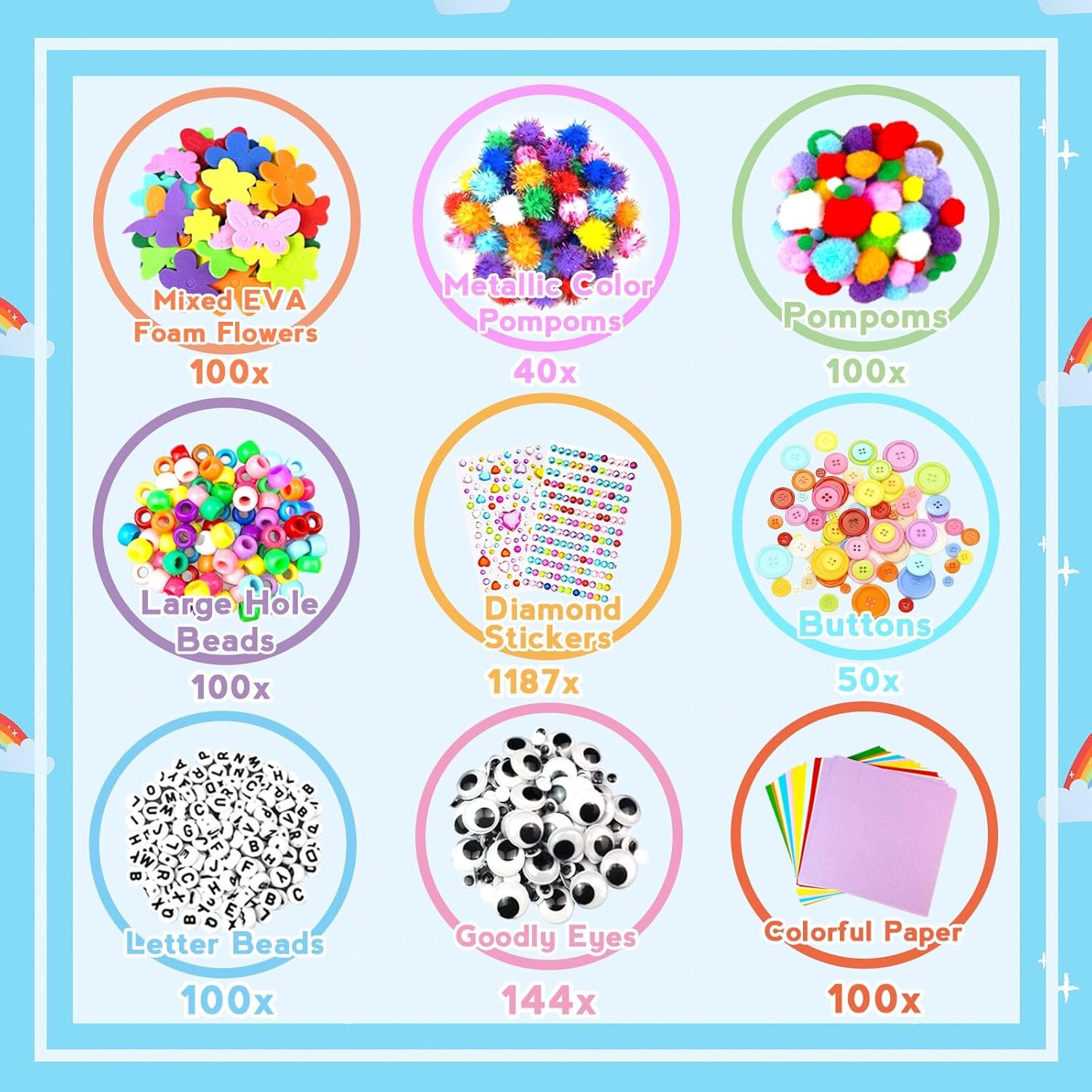 Arts and Crafts Supplies for Kids - 3000Pcs Craft Kit with Pipe Cleaners Crafts for Kids All in Art Crafting Box DIY School Supplies Materials Set Toys Gifts for Girls Boys Age 4 5 6 7 8 9 10 11 & 12 Blue image 3 of 7 B0DXTFG13S
