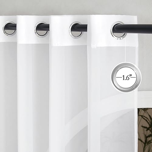 Miniatura 2 de Nicetown - Cortinas de gasa con textura transparente para ventana con ojillos elegantes para dormitorio o sala de estar