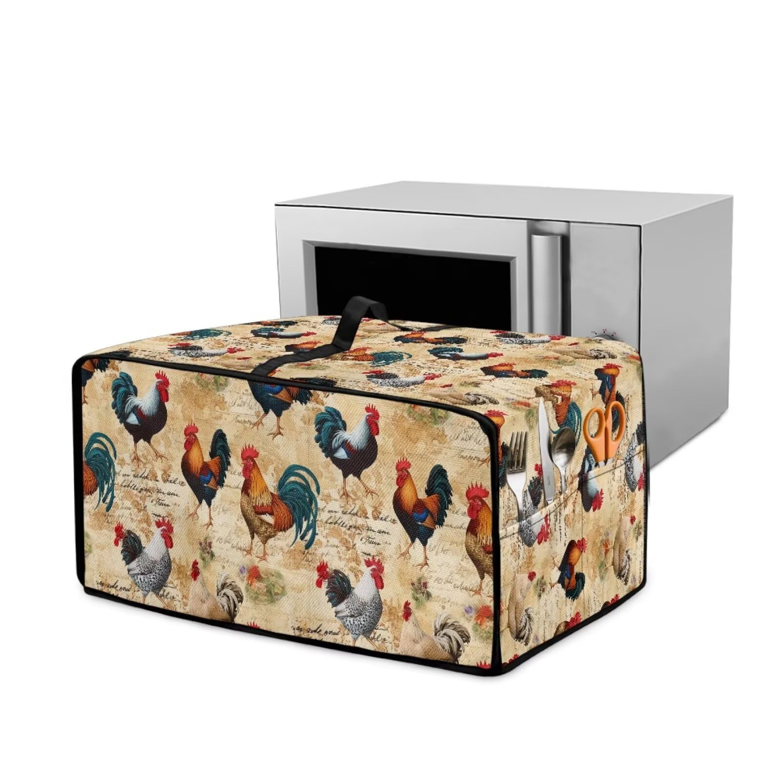 Voxugoniy Rooster Print Toaster Cover, Anti-Dust & Fingerprint Kitchen Small Appliance Protector Microwave Toaster Oven Cover Decor Accessories for Kitchen