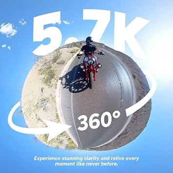 AKASO 360 Action Camera Motorcycle Combo- 5.7K 360 Video with 1/2 48MP Sensors, 72MP 360 Photo, 360-SuperSmooth, Invisible Selfie Stick, 360 Horizon Lock, AI Tracking with 256GB MicroSD Card