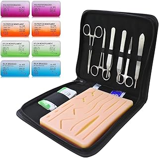 IMKRC Suture Practice Kit for Medical, Vet and Nursing Students, Surgical Training Kit, Trauma Practice Suture Kit with Sterile Suture Thread and Tools