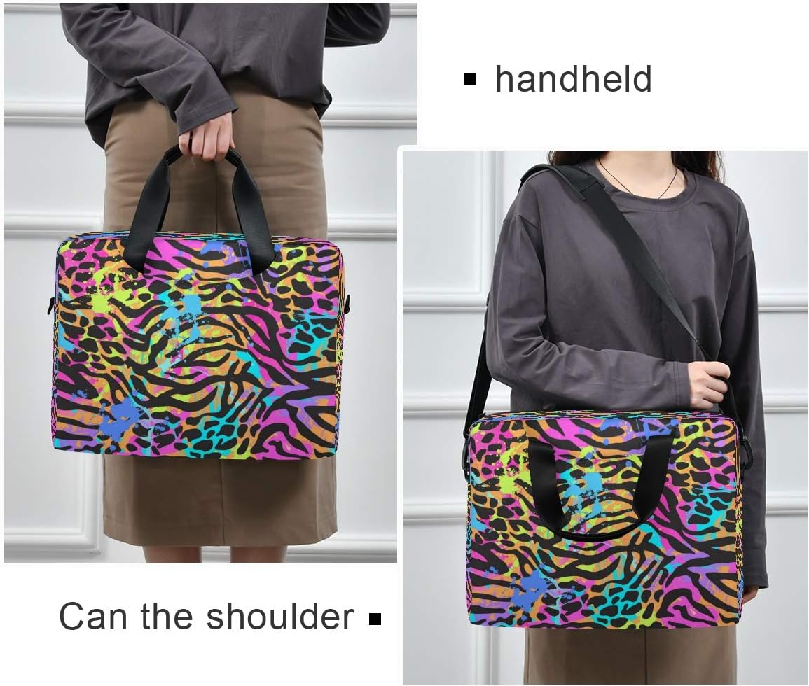 Laptop Bag Colorful Leopard Skin Laptop Sleeves Case for 13 14 15.6 Inch Computer Tablet Briefcases Carrying Case Shoulder Bag for Work