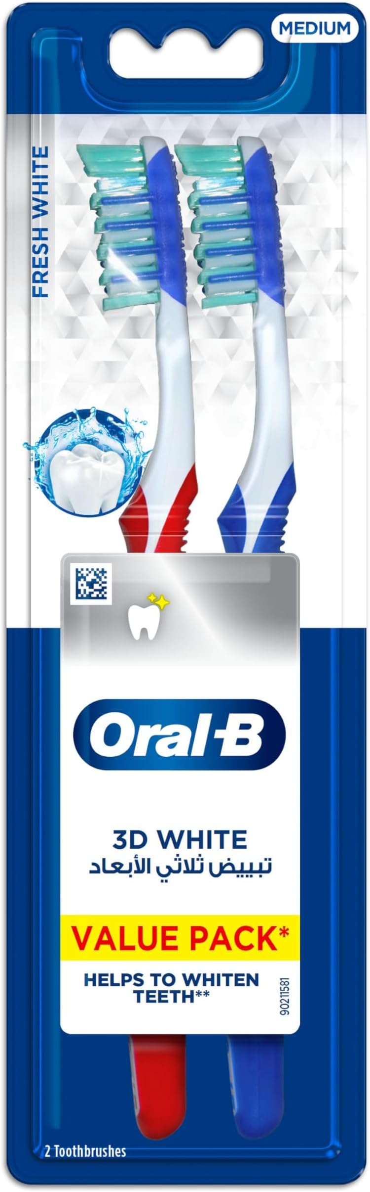 3D White Fresh Manual Toothbrush 40 Medium, Pack of 2