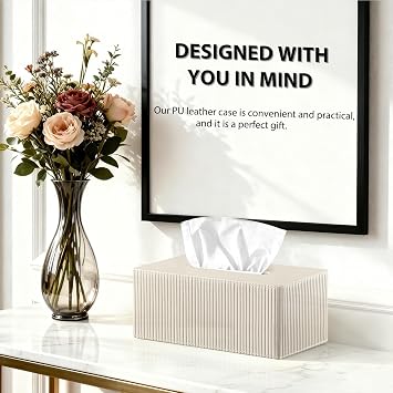 Large Tissue Box Cover Rectangular with Bottom Belt, Fits 230-Count Kleenex