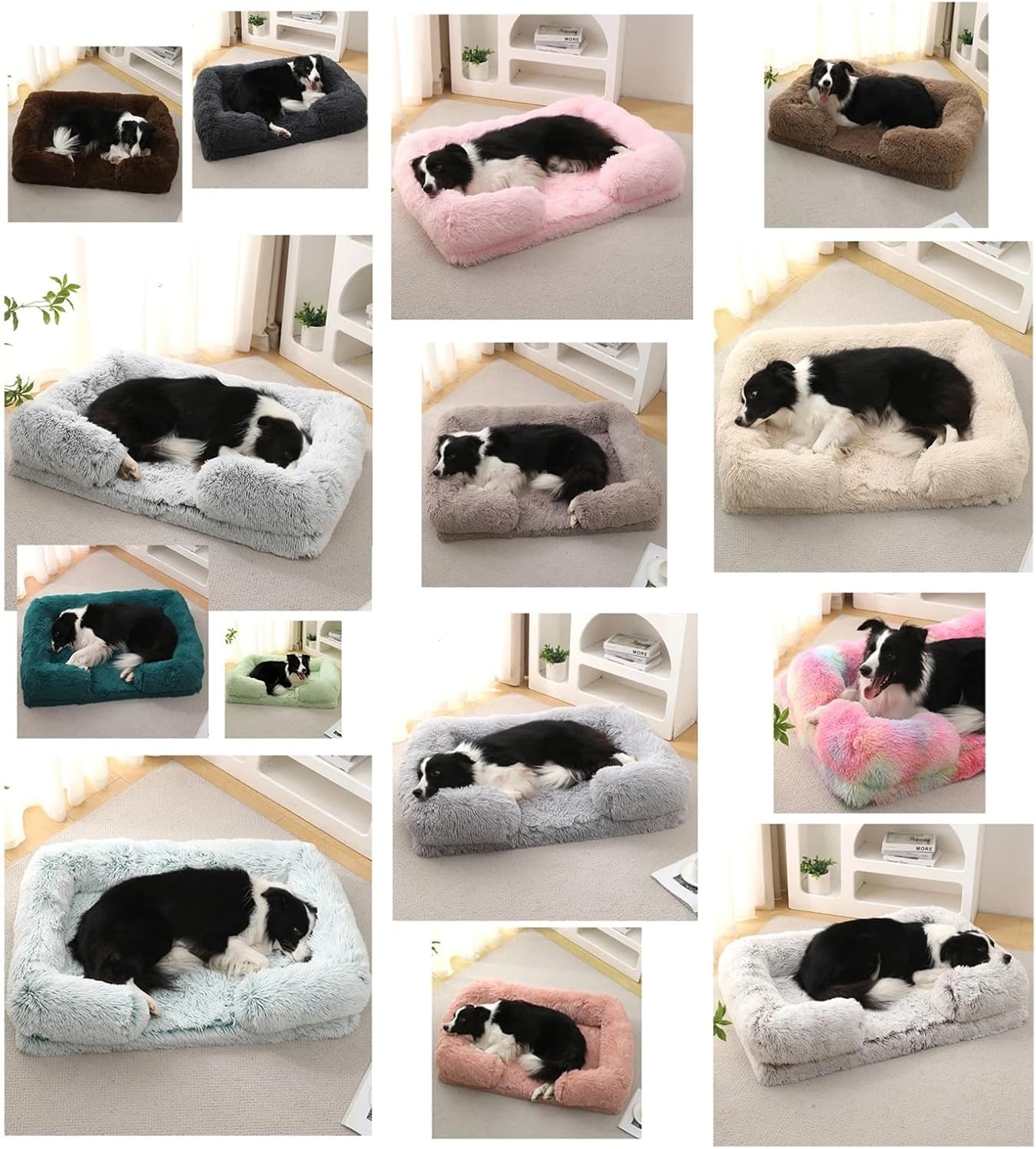 Half Surround Dog Bed Soft Square Pet Cat Sofa Full Filling Medium Kennel Plush Cushion House(Light Gray,Small)