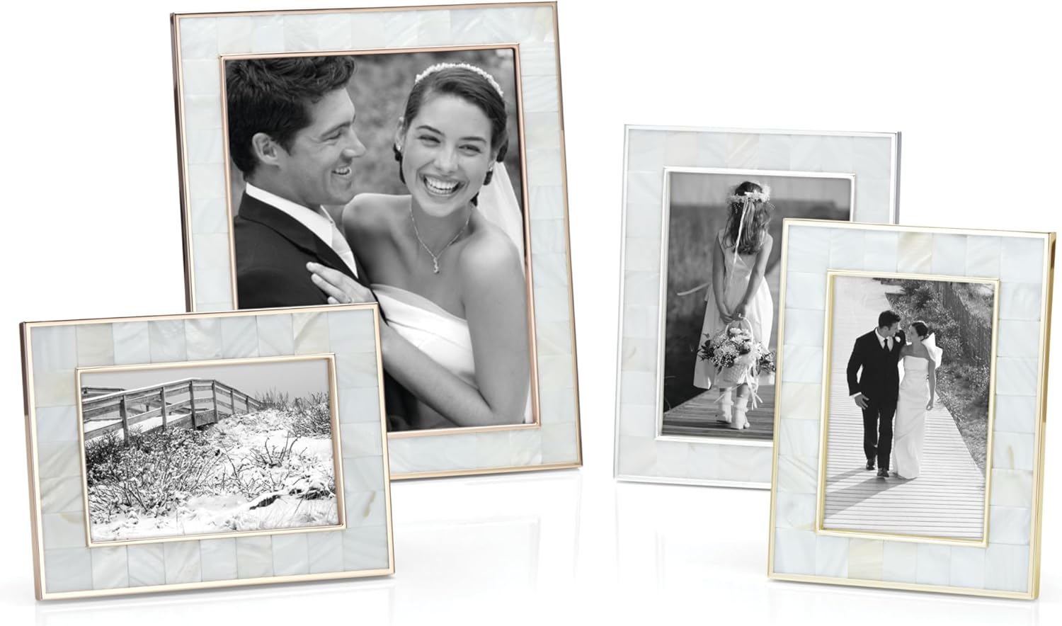 Reed & Barton Mother Pearl Frame, 5 x 7 Inch, Metallic