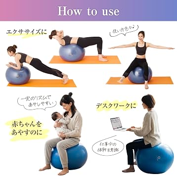 Primasole Stability Ball 55cm(21.7inch- 65cm(25.6inch) Diameter Thickened Yoga for Pregnancy & Exercise - Fitness Ball for Pilates, Office Chair and Birth Support.