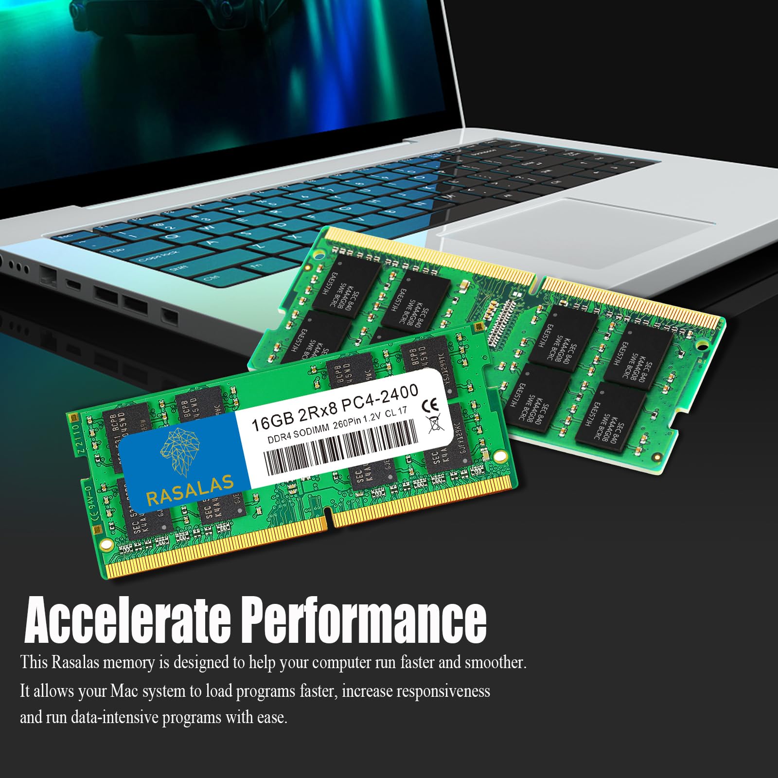 RASALAS 16GB 2RX8 DDR4 2400MHz (DDR4-2400) PC4-19200 (PC4-2400T