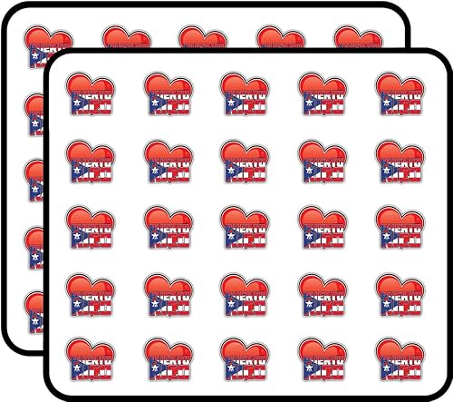 Bandera de corazón de Puerto Rico con eslogan de viaje, decoración artística para álbumes de recortes, calendarios, artes, manualidades infantiles,