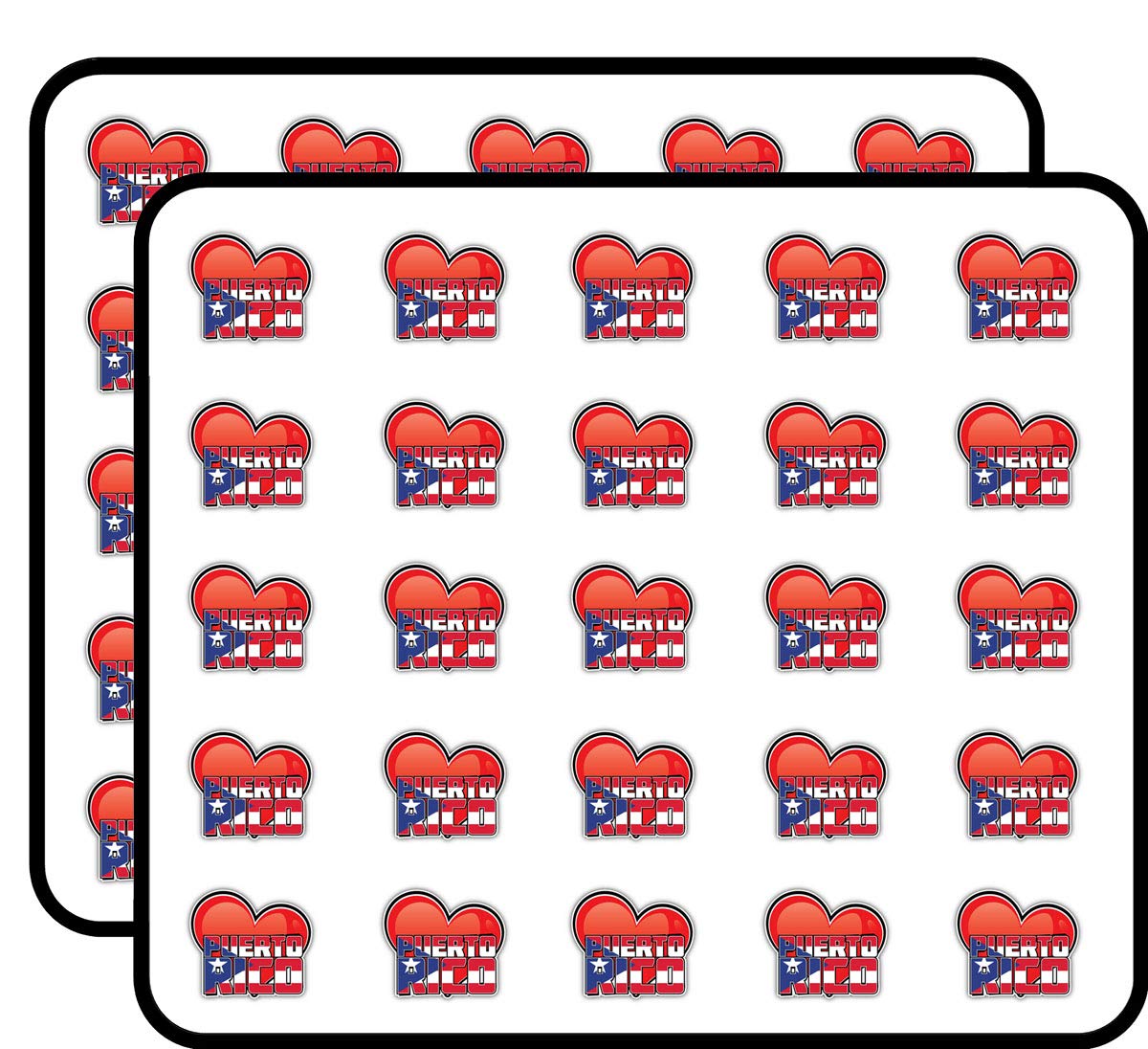 Puerto Rico Art Heart Flag Travel Slogan Decorative Scrapbooking Sticker Waterproof Vinyl Stickers for Water Bottle, Laptop & Phone Case – 50 Pack