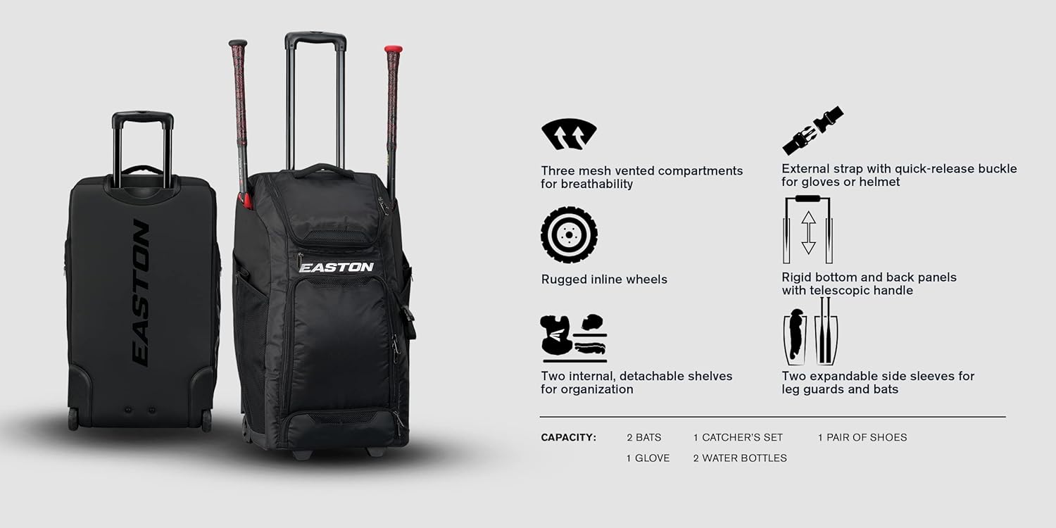 Easton | Catcher's Wheeled Bag | Baseball & Softball | Charcoal : Sports & Outdoors