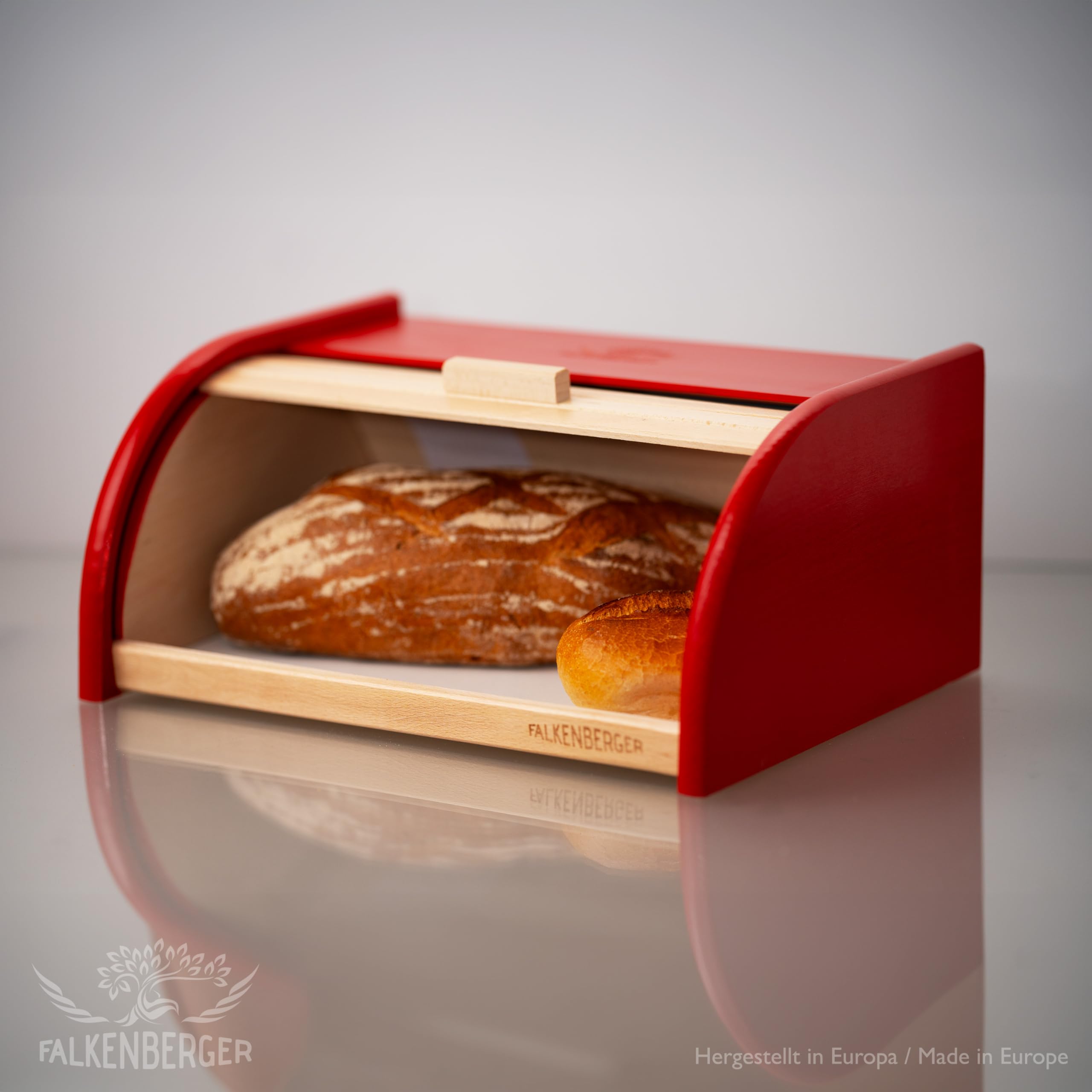 contenitore per pane in legno di faggio rosso, circa 39x29x18 cm, portapane tradizionale con coperchio scorrevole, fatto a mano