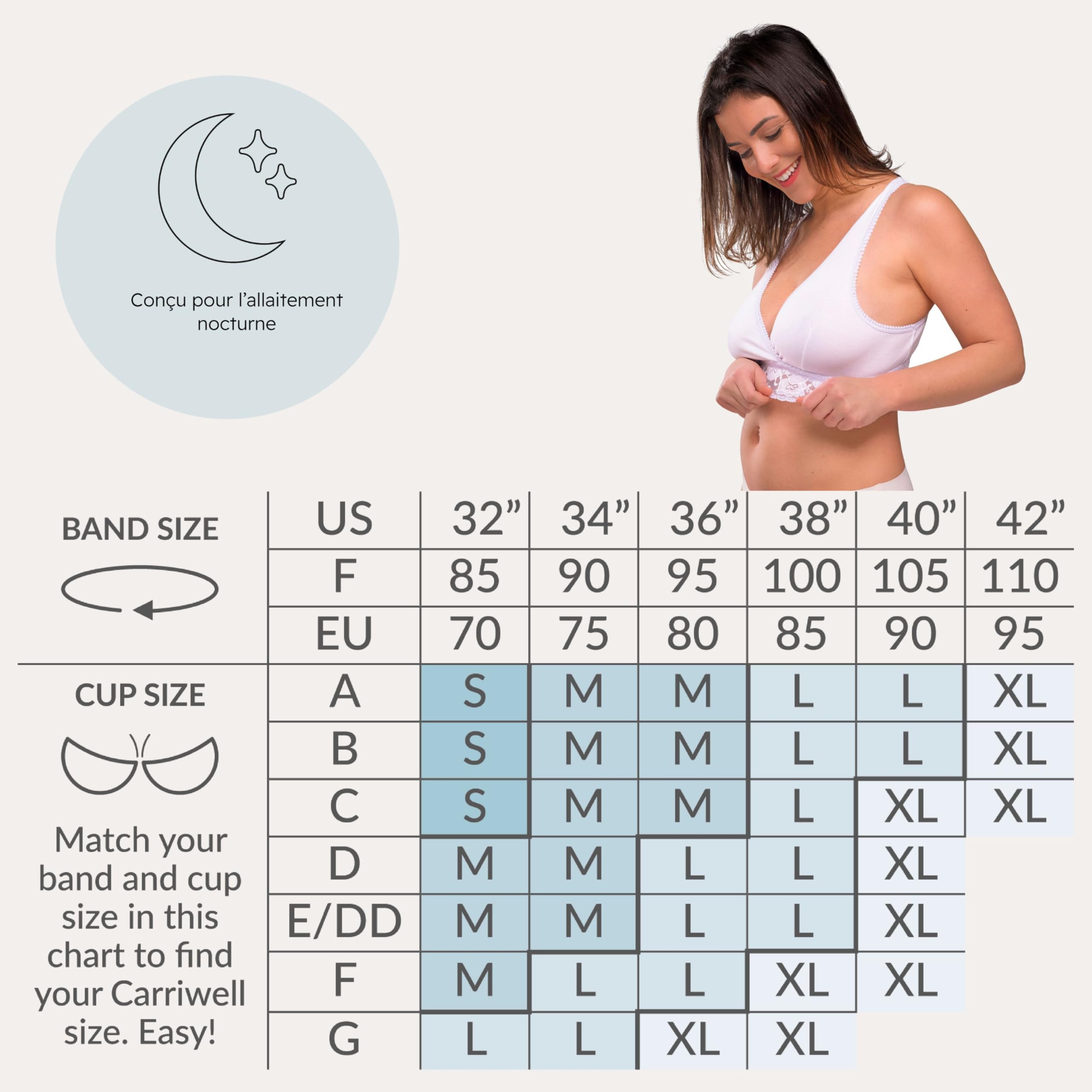 Carriwell Soutien-Gorge de Grossesse, Sommeil et d’Allaitement Bio – Soutien-Gorge en Coton Ultra Confortable avec Dentelle, Respirant, Doux et sans Couture, S’adapte aux Changements de la Poitrine