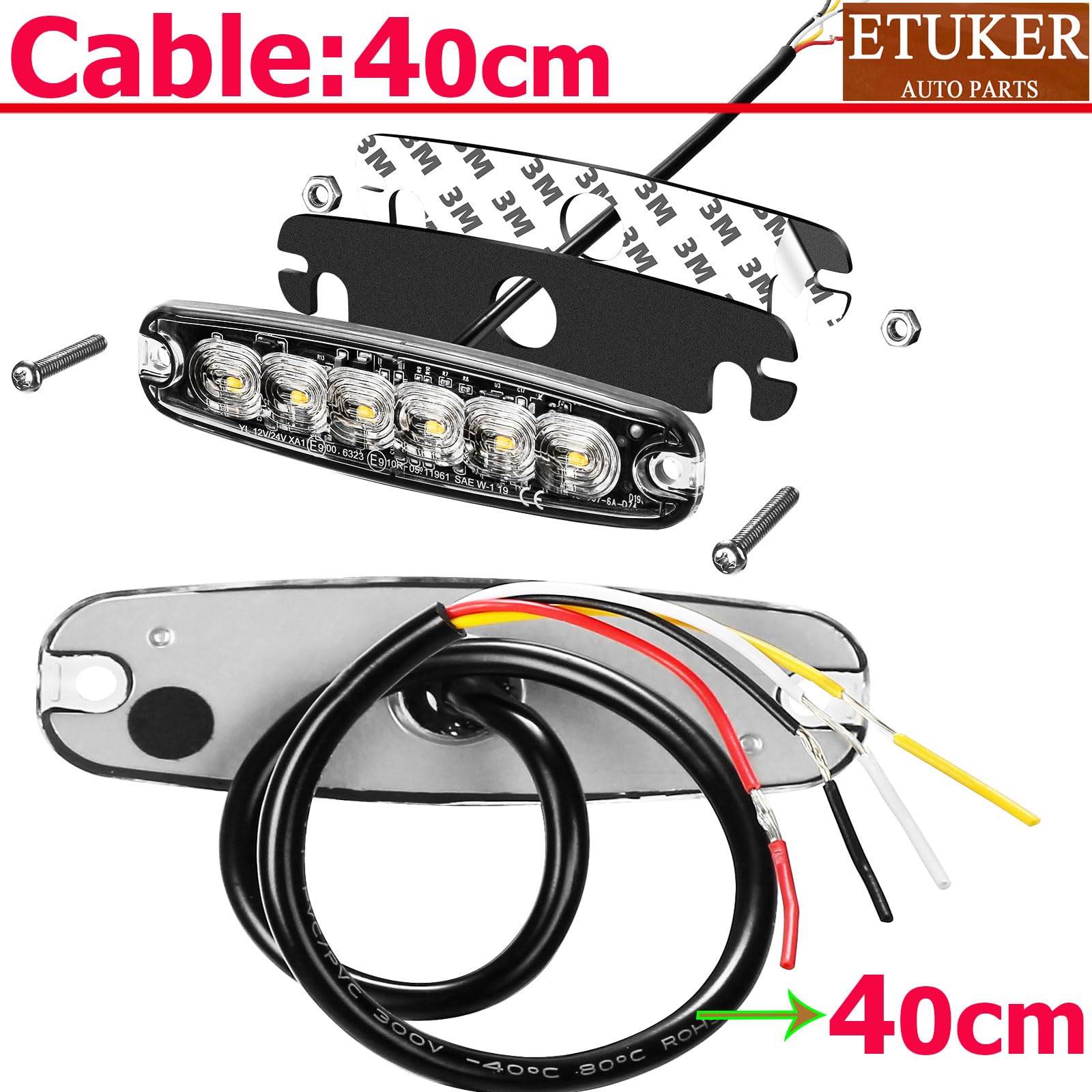 2x 6LED Luces De Advertencia de Peligro Emergencia Baliza Luz Ambar 12/24V Homologados para Camión Remolque Vehículo