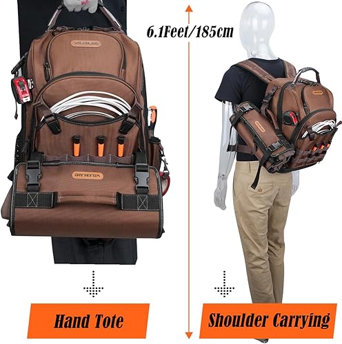 Miniatura 9 de WELKINLAND Mochila de herramientas HVAC de 70 bolsillos con rollo de herramientas, mochila eléctrica de 4 piezas con bolsas de rollo de