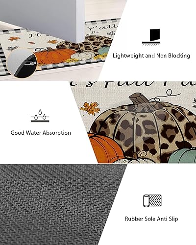 Miniatura 4 de Tapete de baño con diseño de calabaza y leopardo para bañera, antideslizante, de secado rápido y absorbente, de tierra de diatomeas, tapete para