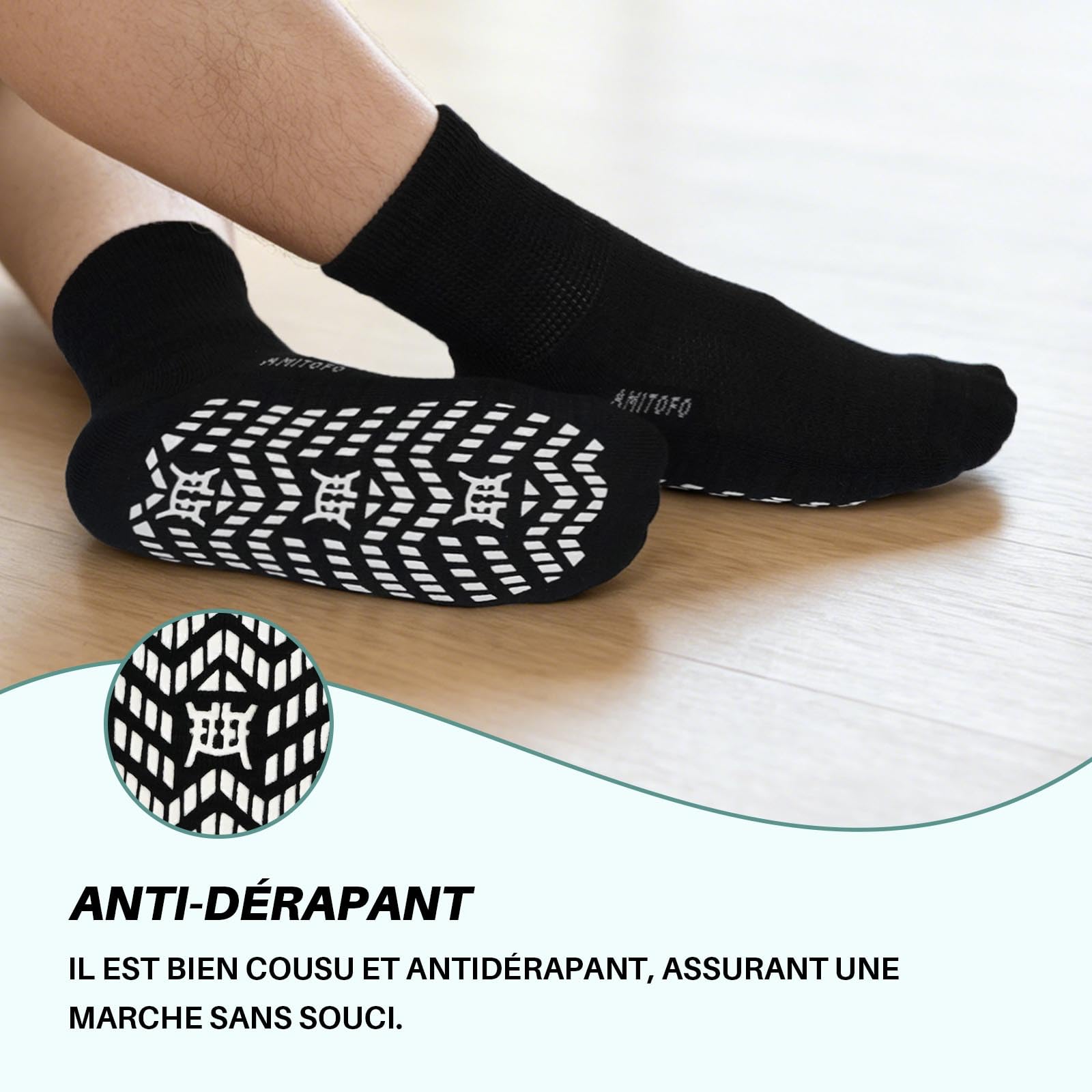 LOFIR Chaussettes Diabétiques Antidérapantes pour Femme: Socquettes Sans Couture Sans Élastique en Bambou pour Personnes Âgées aux Pieds Enflés et Femmes Enceintes 4 Paires 39-50