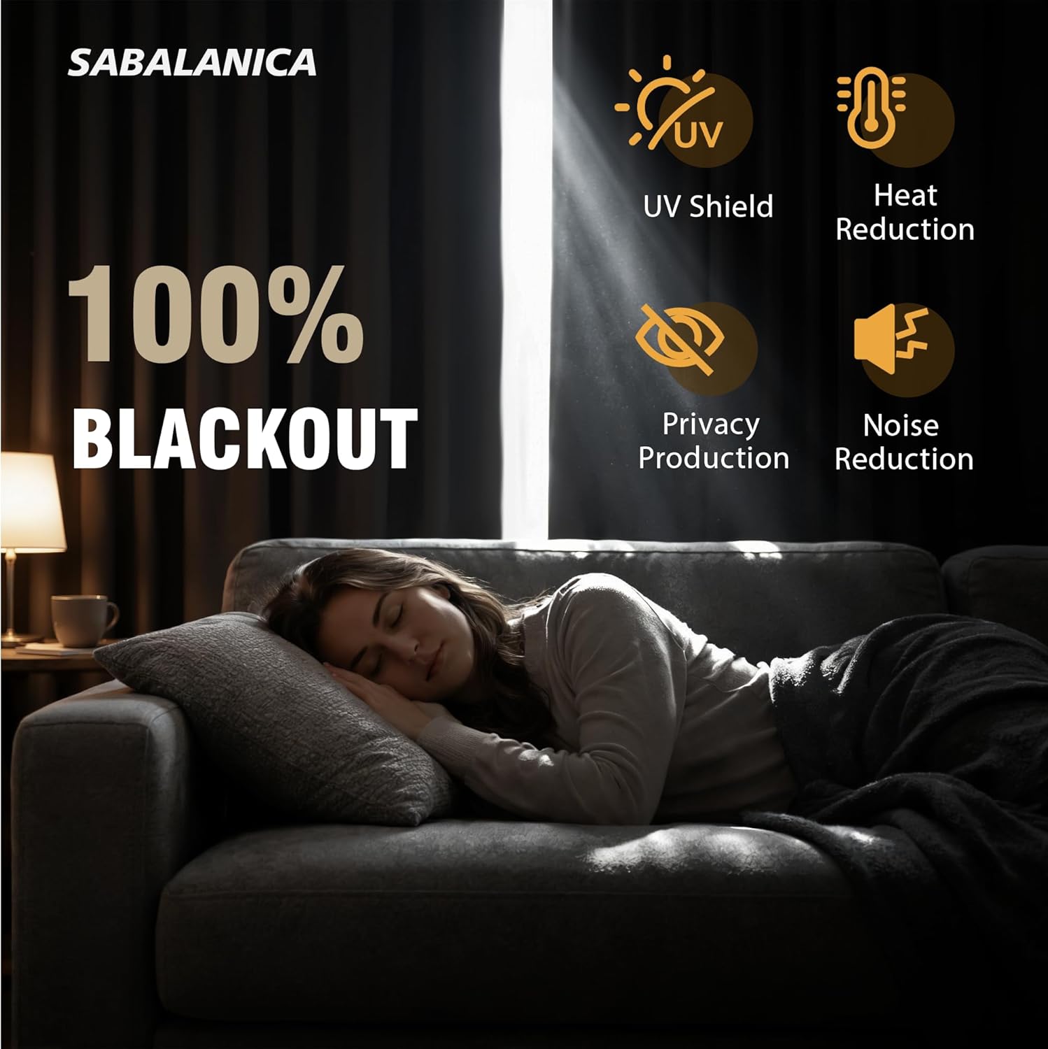 2 Panels 100% Blackout Linen-Textured Curtains with Subtle Herringbone Weave, Thermal Insulated Grommet Drapes for Bedroom/Living Room, 54 x 84 Inches, PurWhite