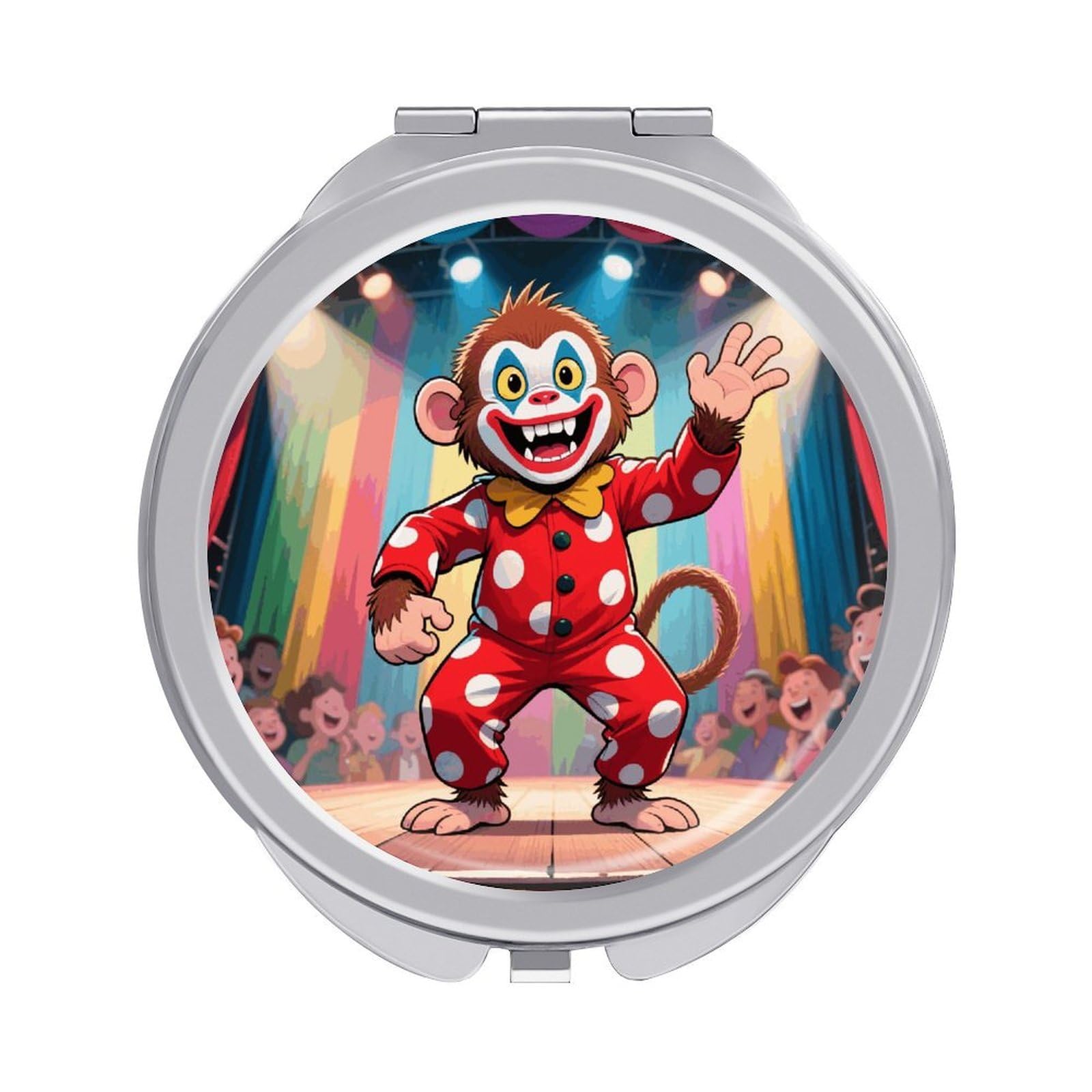 VstaDank Funny Monkeys Travel Makeup Mirror Fashion Folding Handheld Pocket Mirrors Portable Cute Mini Mirrors Round Compact Mirror for Purse Handbag& Gift Home Outdoor Use