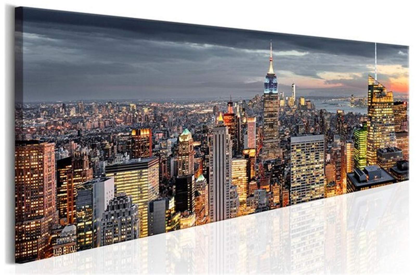 Broderie 5D DIY vue de nuit New York pour illuminer le salon avec un grand diamond painting