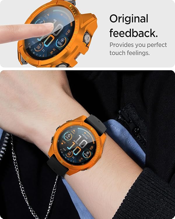 Miimall Compatible with Garmin Fenix 8 Case, Hard PC Case with Tempered Glass Screen Protector, Shockproof & Scratch Resistant Cover for 43mm/47mm/51mm (OrangeGreen, 47mm AMOLED) by Miimall - Image 6