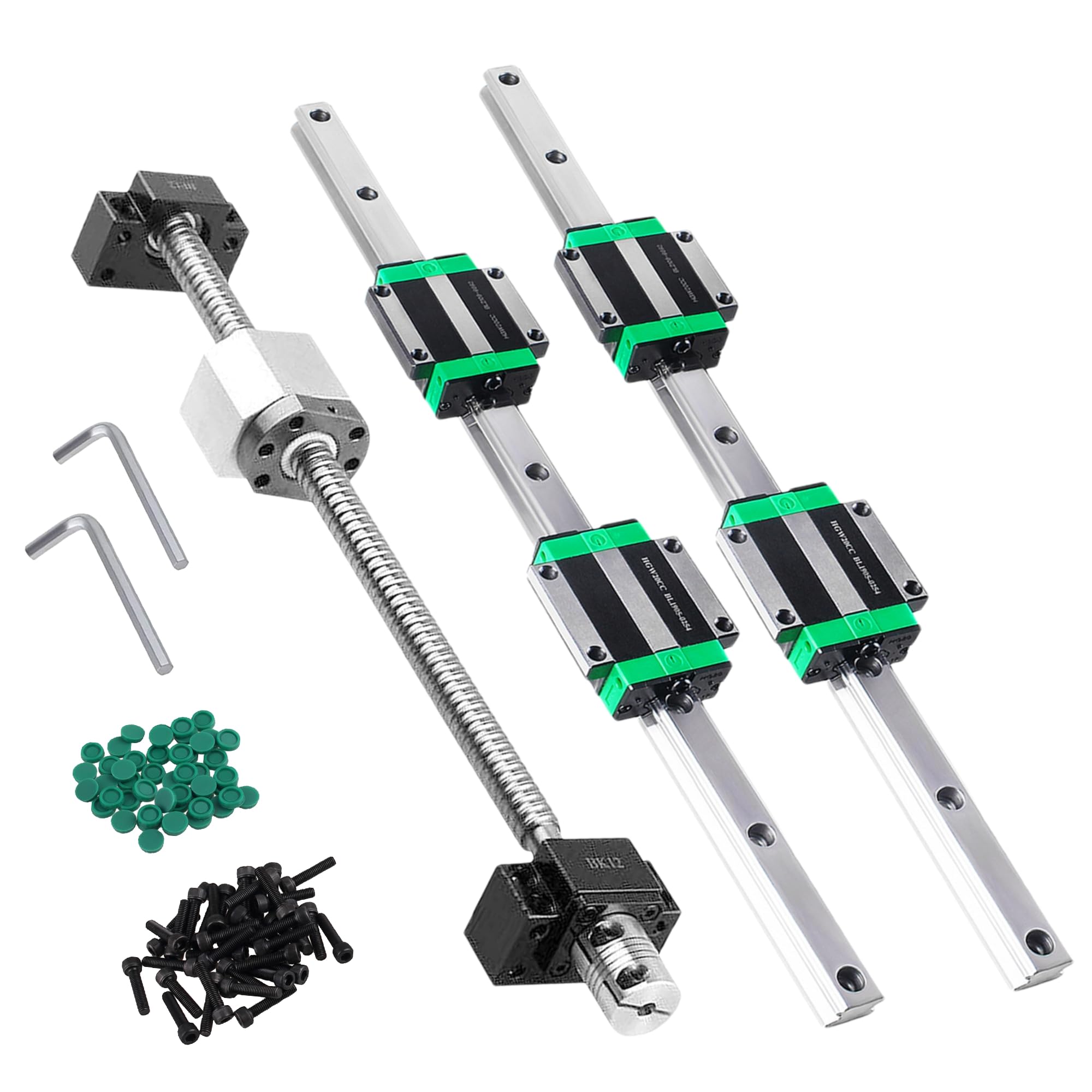 Linearführung Set 2PCS HGR20-1000mm Linearschiene mit 4PCS Gleitblock + 1PC SFU1605-1050mm Kugelumlaufspindel mit Kugelmuttern, BF12/BK12, DSG16H, Kupplung für CNC Maschine 3D Drucker