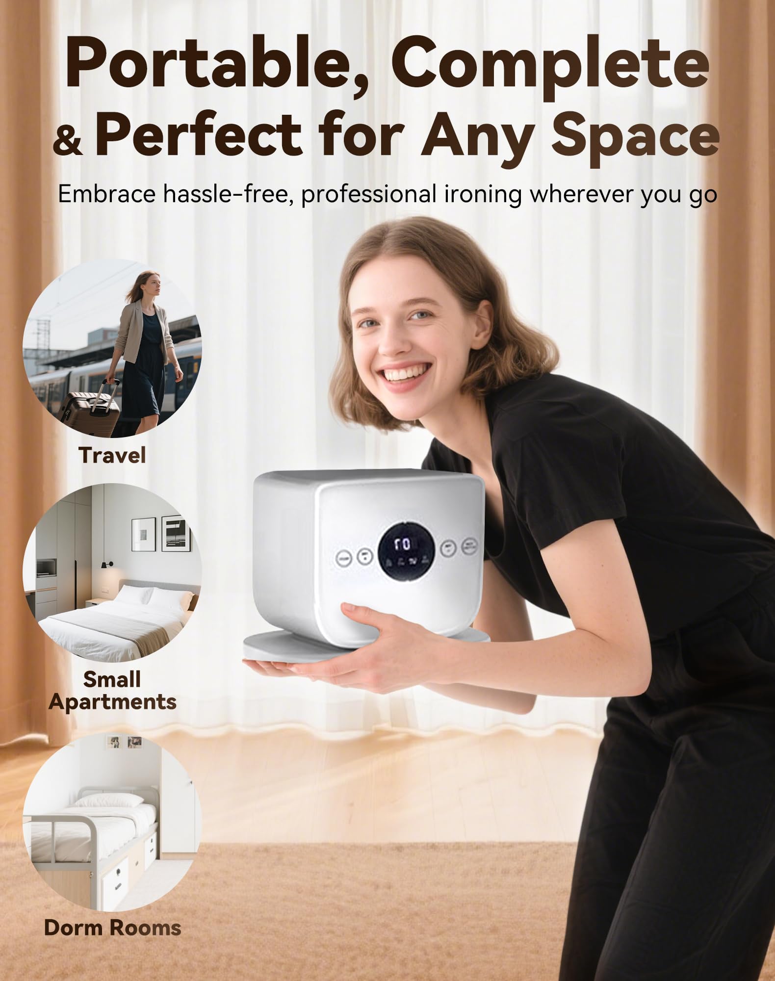 Stiratrice automatica per la casa, funzionamento a mani libere a 360°, stiratura rapida in 8 minuti, rimozione delicata delle rughe per una cura efficiente del bucato