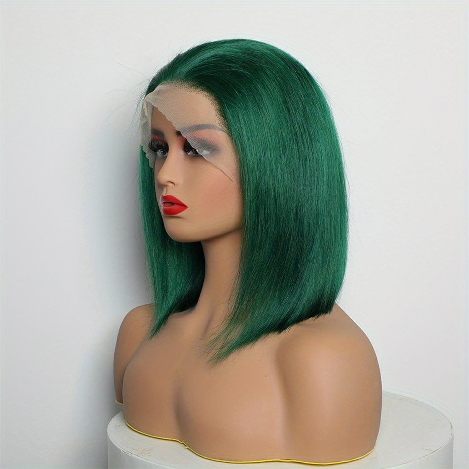 Human hair blended green Bob wave wig Green Bob Wig - Etsy main image 4