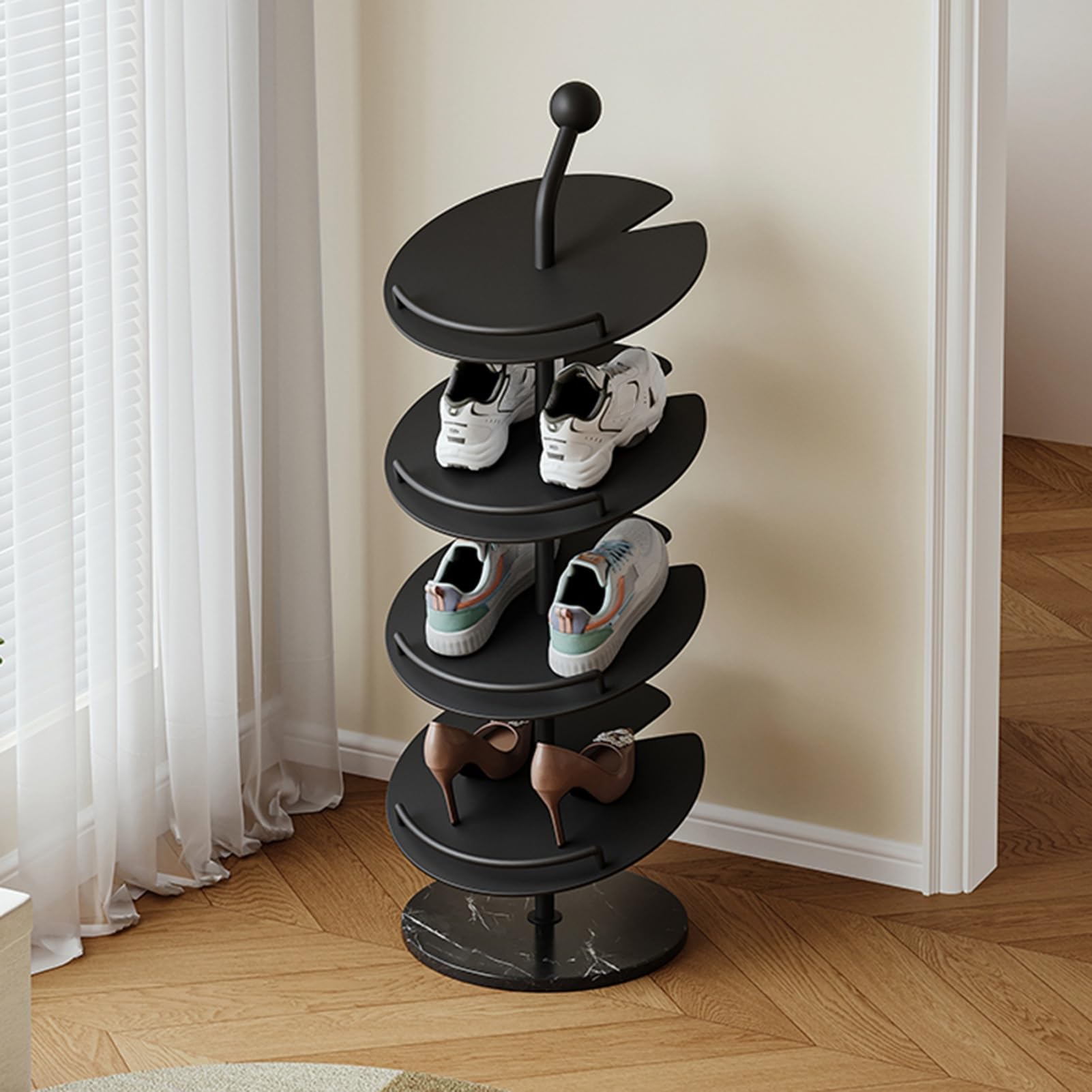 Vertikales Schuhregal, Schuhregal Schmal, Schuhständer Schuhablage Vertikal, Platzsparend, Freistehendes Schuhregal, für Eingang, Flur, Schlafzimmer, Ankleidezimmer(Black,32x95cm/12.6x37.4in)